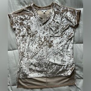 Vintage Abound Shimmery Gold Y2K Crushed Velvet Short Sleeve Top Women’s XS